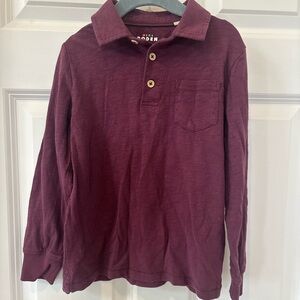 Mini Boden purple cotton Long Sleeve Polo Pocket Shirt 6-7 boys